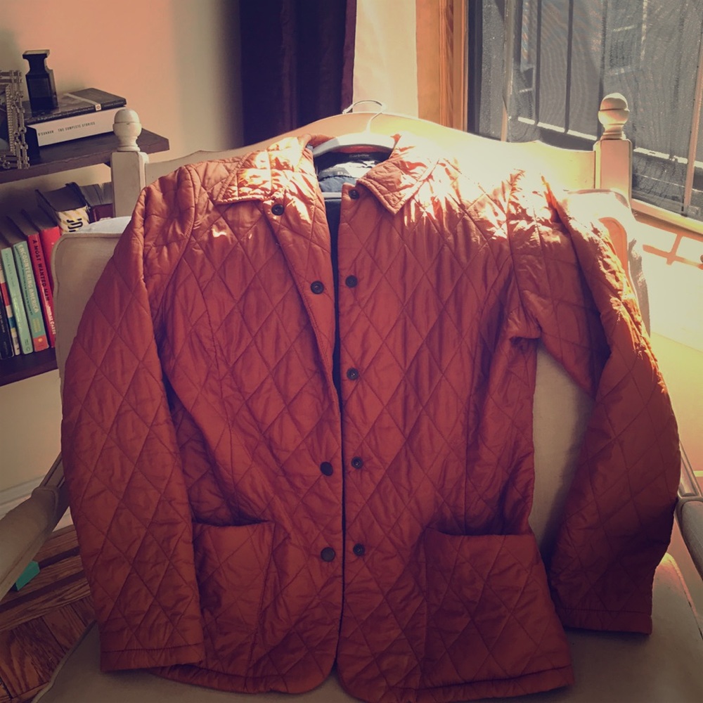 Barbour orange quilted spring jacket